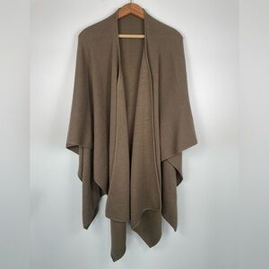 Baby Alpaca Ruana Wrap Shawl Made in Peru Camel Knit Poncho OS Scandi Minimalist